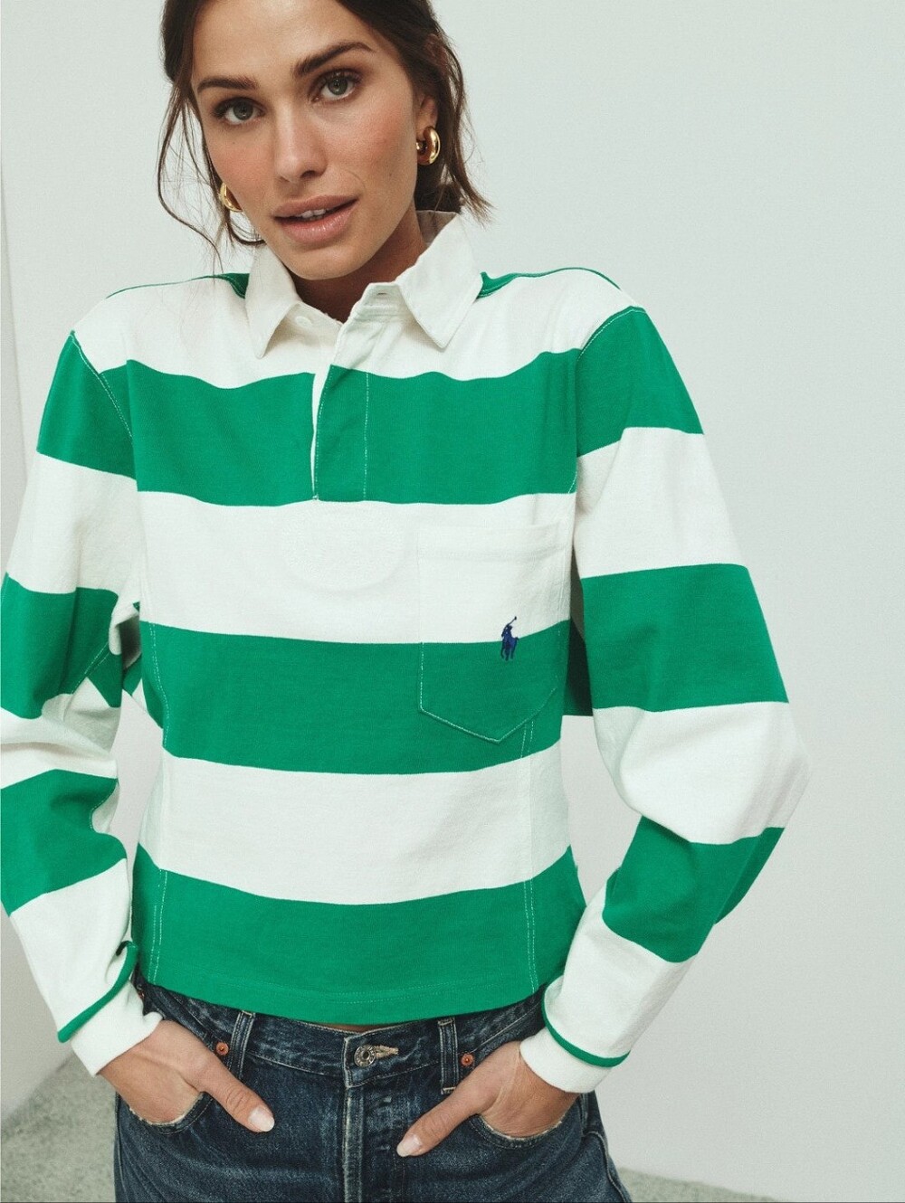 Polo Ralph Lauren Vintage Rugby Pullover Cotton Collared Long Sleeves Size M